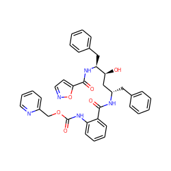 O=C(Nc1ccccc1C(=O)N[C@@H](Cc1ccccc1)C[C@H](O)[C@H](Cc1ccccc1)NC(=O)c1ccno1)OCc1ccccn1 ZINC000027108903