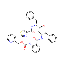 O=C(Nc1ccccc1C(=O)N[C@@H](Cc1ccccc1)C[C@H](O)[C@H](Cc1ccccc1)NC(=O)c1cscn1)OCc1ccccn1 ZINC000027108712