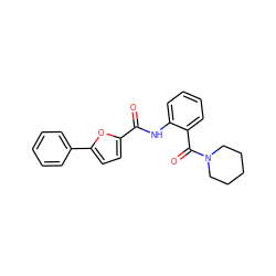 O=C(Nc1ccccc1C(=O)N1CCCCC1)c1ccc(-c2ccccc2)o1 ZINC000064549051