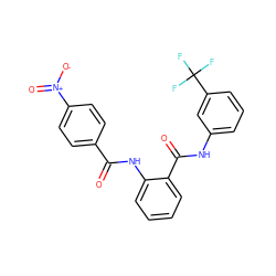 O=C(Nc1ccccc1C(=O)Nc1cccc(C(F)(F)F)c1)c1ccc([N+](=O)[O-])cc1 ZINC000058867516