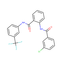 O=C(Nc1ccccc1C(=O)Nc1cccc(C(F)(F)F)c1)c1cccc(Cl)c1 ZINC000001140889