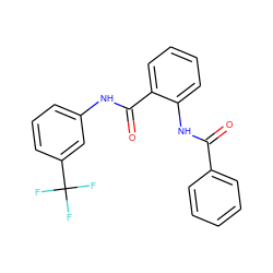 O=C(Nc1ccccc1C(=O)Nc1cccc(C(F)(F)F)c1)c1ccccc1 ZINC000001024573