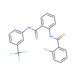 O=C(Nc1ccccc1C(=O)Nc1cccc(C(F)(F)F)c1)c1ccccc1Cl ZINC000199853749