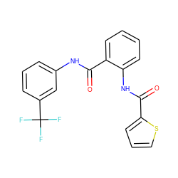 O=C(Nc1ccccc1C(=O)Nc1cccc(C(F)(F)F)c1)c1cccs1 ZINC000006336366