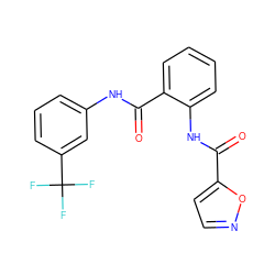 O=C(Nc1ccccc1C(=O)Nc1cccc(C(F)(F)F)c1)c1ccno1 ZINC000224880154