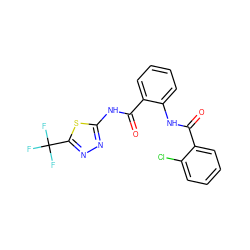 O=C(Nc1ccccc1C(=O)Nc1nnc(C(F)(F)F)s1)c1ccccc1Cl ZINC000001024727