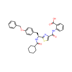 O=C(Nc1ccccc1C(=O)O)c1csc([C@H](Cc2ccc(OCc3ccccc3)cc2)NC(=O)C2CCCCC2)n1 ZINC000096285500