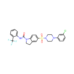 O=C(Nc1ccccc1C(F)(F)F)N1CCc2cc(S(=O)(=O)N3CCN(c4cccc(Cl)c4)CC3)ccc21 ZINC000118527955