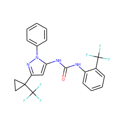 O=C(Nc1ccccc1C(F)(F)F)Nc1cc(C2(C(F)(F)F)CC2)nn1-c1ccccc1 ZINC000299830311