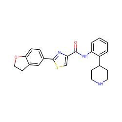 O=C(Nc1ccccc1C1CCNCC1)c1csc(-c2ccc3c(c2)CCO3)n1 ZINC000084723297