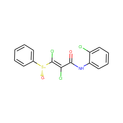 O=C(Nc1ccccc1Cl)/C(Cl)=C(\Cl)[S@+]([O-])c1ccccc1 ZINC000005769865