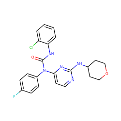 O=C(Nc1ccccc1Cl)N(c1ccc(F)cc1)c1ccnc(NC2CCOCC2)n1 ZINC000034661972