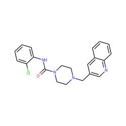 O=C(Nc1ccccc1Cl)N1CCN(Cc2cnc3ccccc3c2)CC1 ZINC000137463653