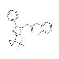 O=C(Nc1ccccc1Cl)Nc1cc(C2(C(F)(F)F)CC2)nn1-c1ccccc1 ZINC000299820940