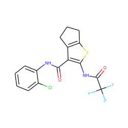 O=C(Nc1ccccc1Cl)c1c(NC(=O)C(F)(F)F)sc2c1CCC2 ZINC000000837710