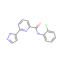 O=C(Nc1ccccc1Cl)c1cccc(-c2ccn[nH]2)n1 ZINC000029046745