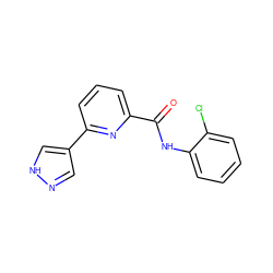 O=C(Nc1ccccc1Cl)c1cccc(-c2cn[nH]c2)n1 ZINC000029046628