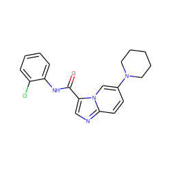 O=C(Nc1ccccc1Cl)c1cnc2ccc(N3CCCCC3)cn12 ZINC000049018584