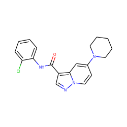 O=C(Nc1ccccc1Cl)c1cnn2ccc(N3CCCCC3)cc12 ZINC000049785807