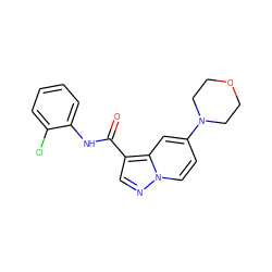 O=C(Nc1ccccc1Cl)c1cnn2ccc(N3CCOCC3)cc12 ZINC000049113885