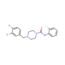 O=C(Nc1ccccc1F)N1CCN(Cc2ccc(Br)c(Br)c2)CC1 ZINC000035850423