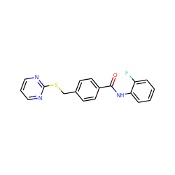 O=C(Nc1ccccc1F)c1ccc(CSc2ncccn2)cc1 ZINC000000620141