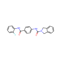 O=C(Nc1ccccc1F)c1ccc(NC(=O)N2Cc3ccccc3C2)cc1 ZINC000166845651