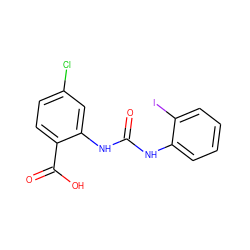 O=C(Nc1ccccc1I)Nc1cc(Cl)ccc1C(=O)O ZINC000013531839