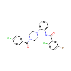 O=C(Nc1ccccc1N1CCN(C(=O)c2ccc(Cl)cc2)CC1)c1cc(Br)ccc1Cl ZINC000001132891