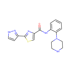 O=C(Nc1ccccc1N1CCNCC1)c1csc(-c2cc[nH]n2)n1 ZINC000084733712