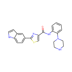 O=C(Nc1ccccc1N1CCNCC1)c1csc(-c2ccc3[nH]ccc3c2)n1 ZINC000084705425