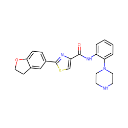 O=C(Nc1ccccc1N1CCNCC1)c1csc(-c2ccc3c(c2)CCO3)n1 ZINC000084714532