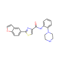 O=C(Nc1ccccc1N1CCNCC1)c1csc(-c2ccc3occc3c2)n1 ZINC000084725857