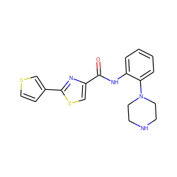 O=C(Nc1ccccc1N1CCNCC1)c1csc(-c2ccsc2)n1 ZINC000084671480