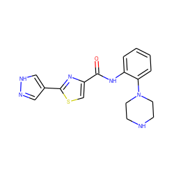 O=C(Nc1ccccc1N1CCNCC1)c1csc(-c2cn[nH]c2)n1 ZINC000084672017