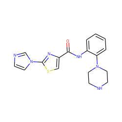 O=C(Nc1ccccc1N1CCNCC1)c1csc(-n2ccnc2)n1 ZINC000096269620