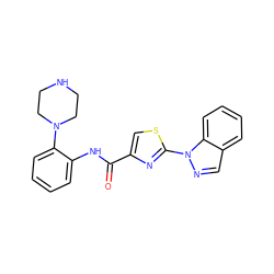 O=C(Nc1ccccc1N1CCNCC1)c1csc(-n2ncc3ccccc32)n1 ZINC000095920915