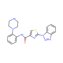 O=C(Nc1ccccc1N1CCNCC1)c1csc(-n2nnc3ccccc32)n1 ZINC000096269618