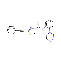 O=C(Nc1ccccc1N1CCNCC1)c1csc(C#Cc2ccccc2)n1 ZINC000084705443