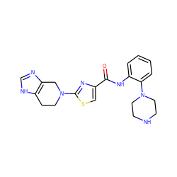 O=C(Nc1ccccc1N1CCNCC1)c1csc(N2CCc3[nH]cnc3C2)n1 ZINC000096269628