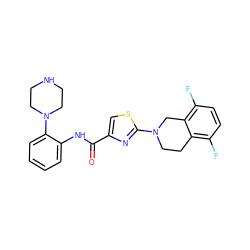 O=C(Nc1ccccc1N1CCNCC1)c1csc(N2CCc3c(F)ccc(F)c3C2)n1 ZINC000096269629