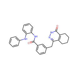 O=C(Nc1ccccc1Nc1ccccc1)c1cccc(Cc2n[nH]c(=O)c3c2CCCC3)c1 ZINC000167517376