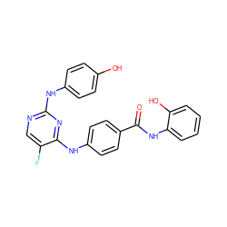 O=C(Nc1ccccc1O)c1ccc(Nc2nc(Nc3ccc(O)cc3)ncc2F)cc1 ZINC000040423865