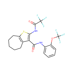 O=C(Nc1ccccc1OC(F)(F)F)c1c(NC(=O)C(F)(F)F)sc2c1CCCCC2 ZINC001772622498