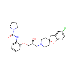 O=C(Nc1ccccc1OC[C@@H](O)CN1CCC2(CC1)Cc1cc(Cl)ccc1O2)N1CCCC1 ZINC000103235595