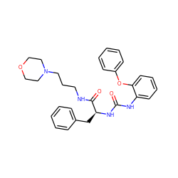 O=C(Nc1ccccc1Oc1ccccc1)N[C@@H](Cc1ccccc1)C(=O)NCCCN1CCOCC1 ZINC000028340868