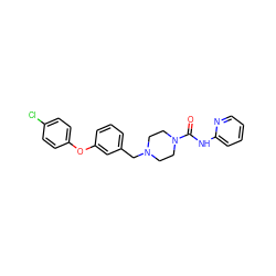 O=C(Nc1ccccn1)N1CCN(Cc2cccc(Oc3ccc(Cl)cc3)c2)CC1 ZINC000095552052