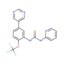 O=C(Nc1ccccn1)Nc1cc(-c2cncnc2)ccc1OC(F)(F)F ZINC000653705282