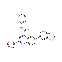 O=C(Nc1ccccn1)c1cc(-c2ccco2)nc2ccc(-c3ccc4scnc4c3)cc12 ZINC000150117397