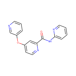 O=C(Nc1ccccn1)c1cc(Oc2cccnc2)ccn1 ZINC000167361704